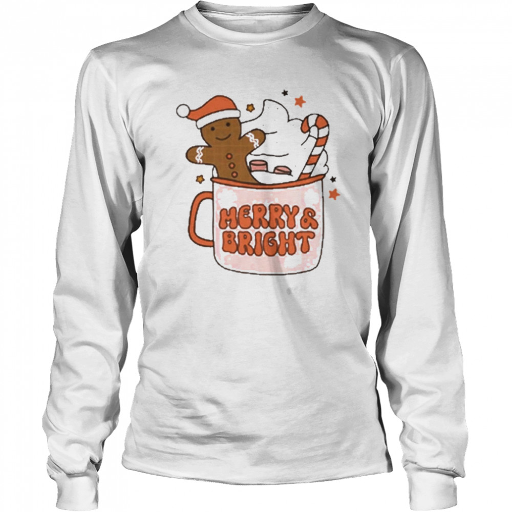 merry and bright christmas coffee and cake t shirt long sleeved t shirt