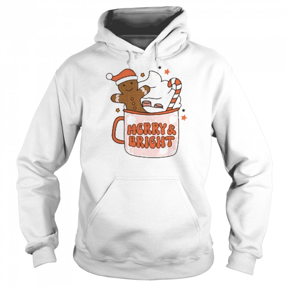 merry and bright christmas coffee and cake t shirt unisex hoodie