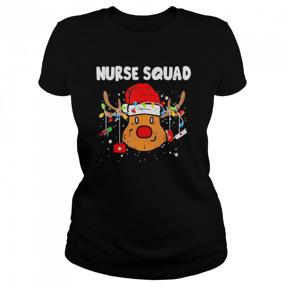 nurse squad reindeer christmas nurse xmas christmas light t classic womens t shirt