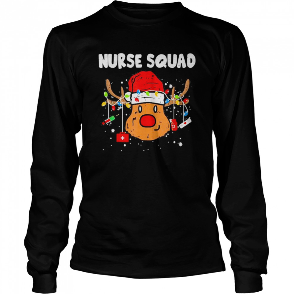 nurse squad reindeer christmas nurse xmas christmas light t long sleeved t shirt