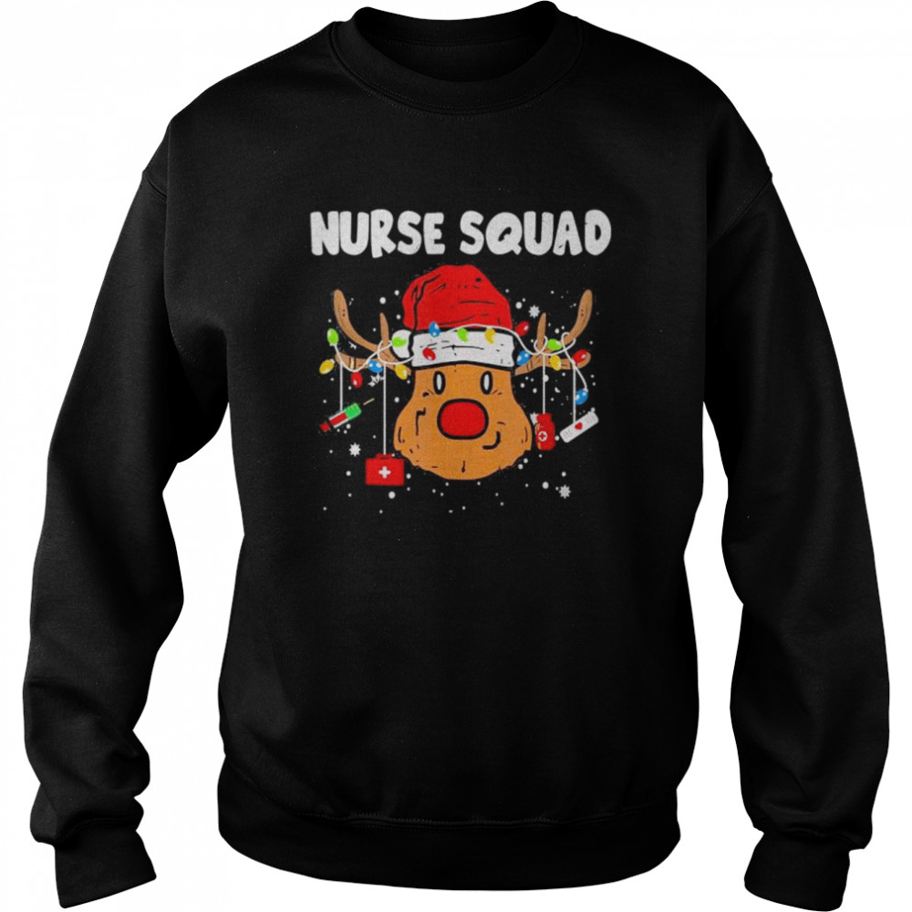 nurse squad reindeer christmas nurse xmas christmas light t unisex sweatshirt