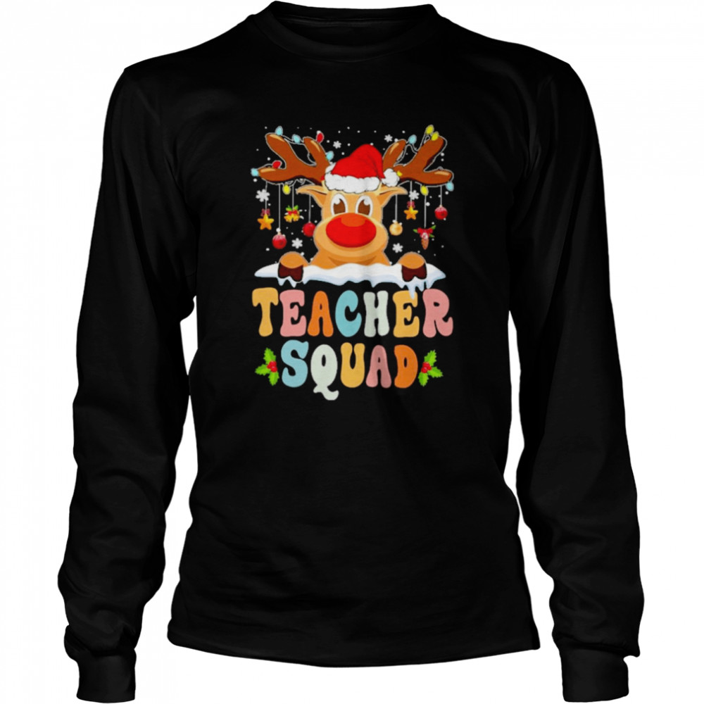 reindeer christmas teacher squad t shirt long sleeved t shirt
