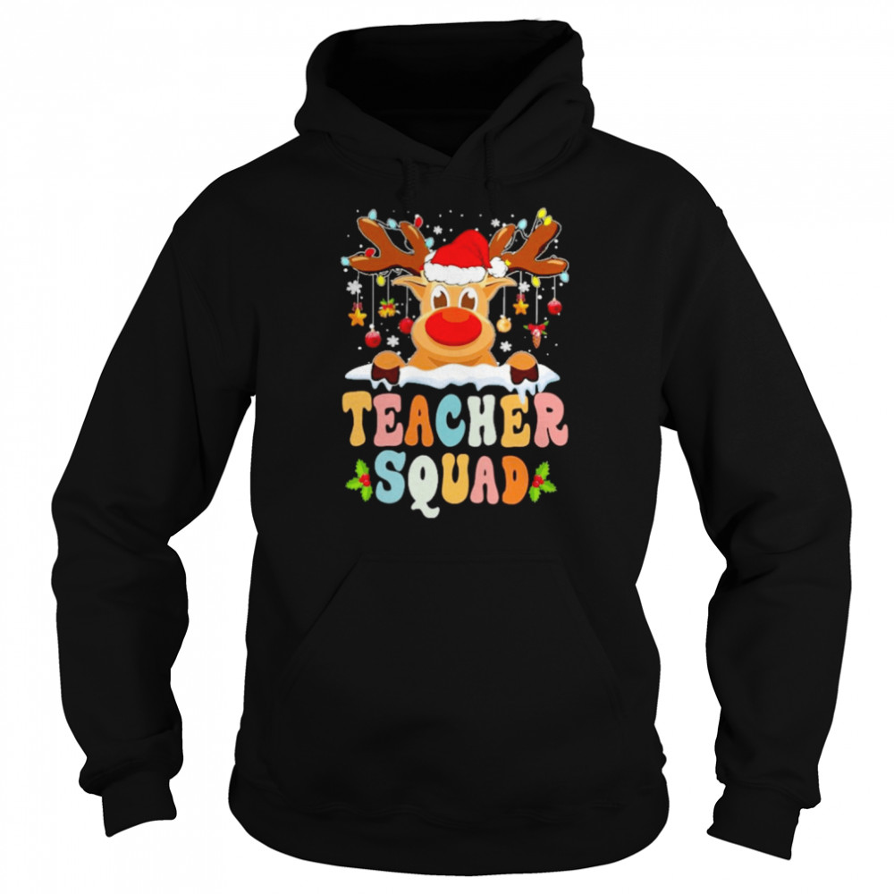 reindeer christmas teacher squad t shirt unisex hoodie