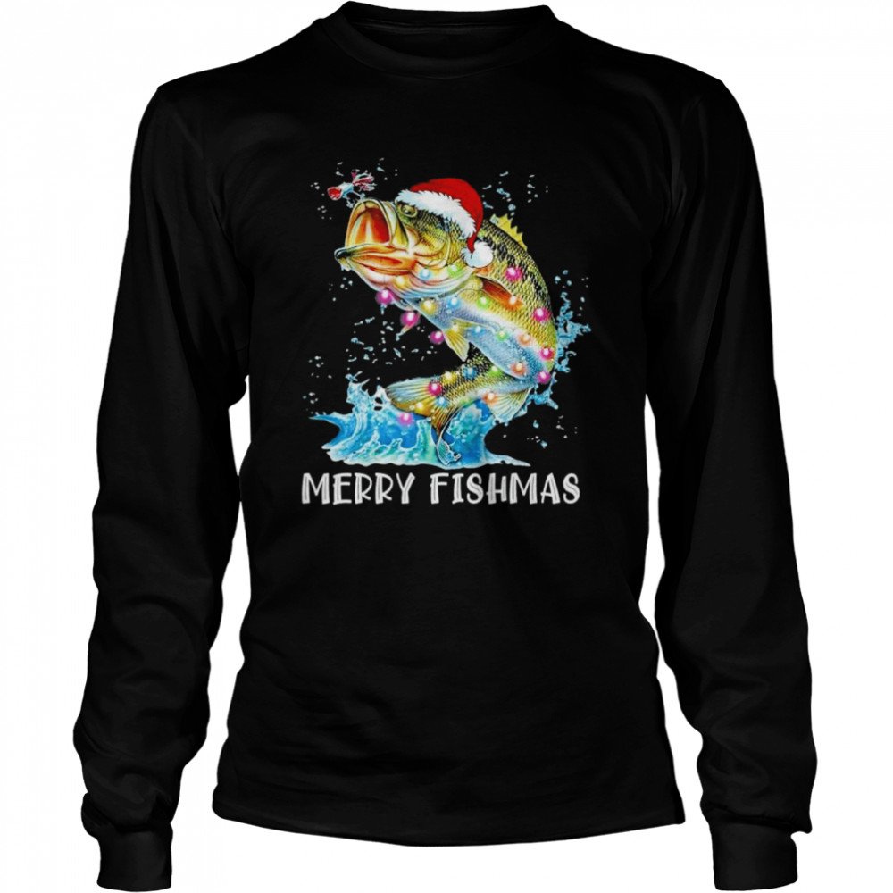 Santa Hat Fish Christmas For Men Grandpa T- Long Sleeved T-shirt