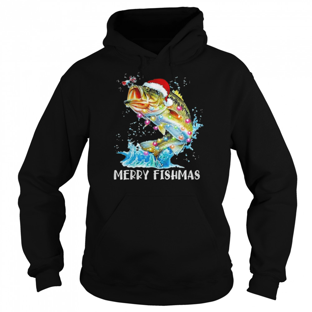 santa hat fish christmas for men grandpa t unisex hoodie