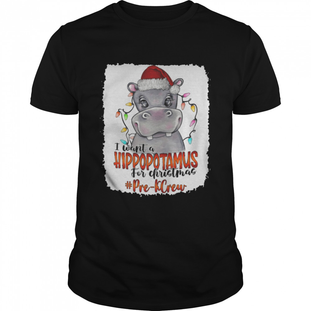 Santa Hoppo I Want A Hippopotamus For Christmas Pre-k Crew Light  Classic Men's T-shirt