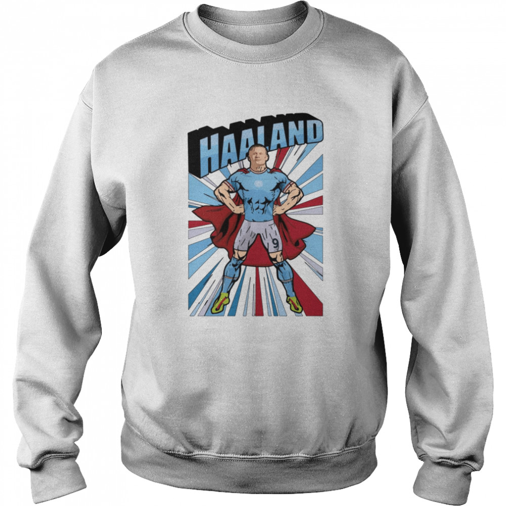 superhero goal machine artwork erling haaland shirt unisex sweatshirt