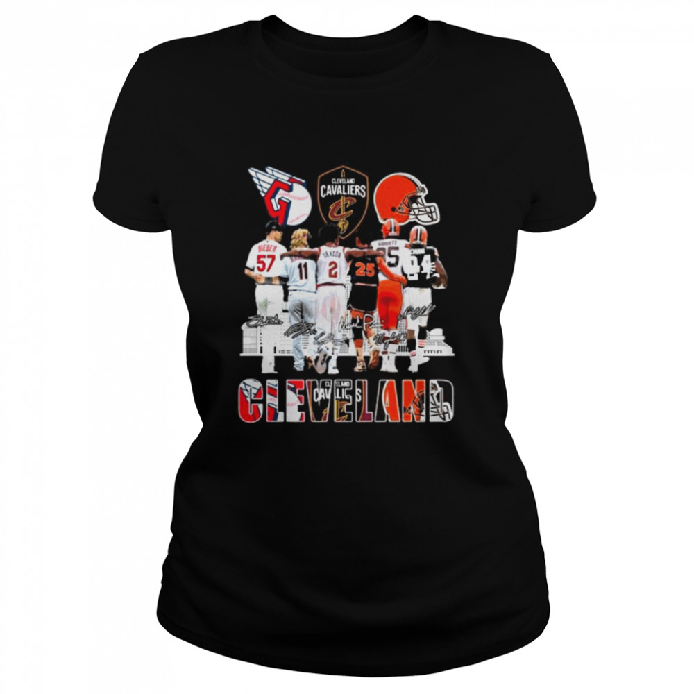The Bieber Sexton Garrett and Chubb Cleveland Sports City signatures shirt Classic Women's T-shirt