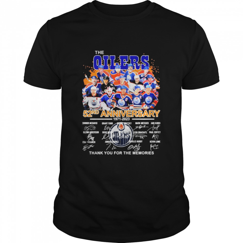 The Edmonton Oilers 52nd Anniversary 1971-2023 Thank You For The Memories Signatures  Classic Men's T-shirt