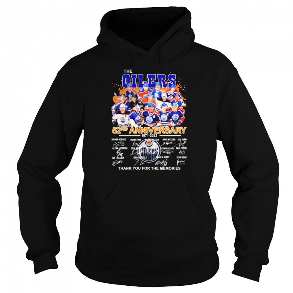The Edmonton Oilers 52nd Anniversary 1971-2023 Thank You For The Memories Signatures  Unisex Hoodie