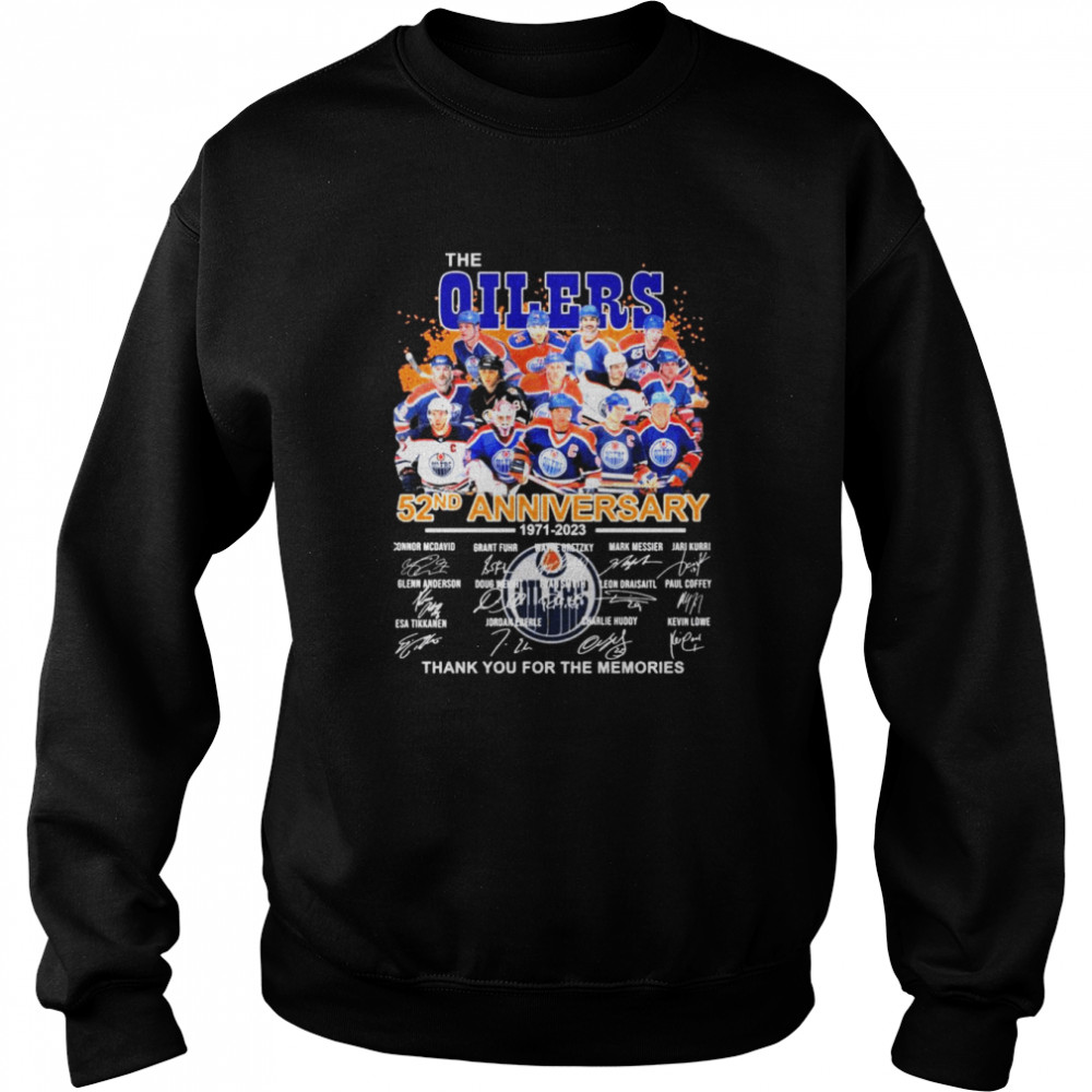 The Edmonton Oilers 52nd Anniversary 1971-2023 Thank You For The Memories Signatures  Unisex Sweatshirt