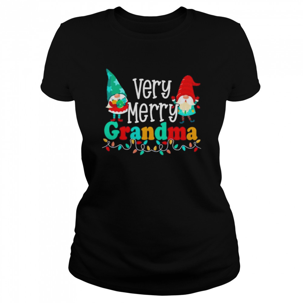 Very merry grandma Gnomes and colorful string lights christmas t-shirt Classic Women's T-shirt