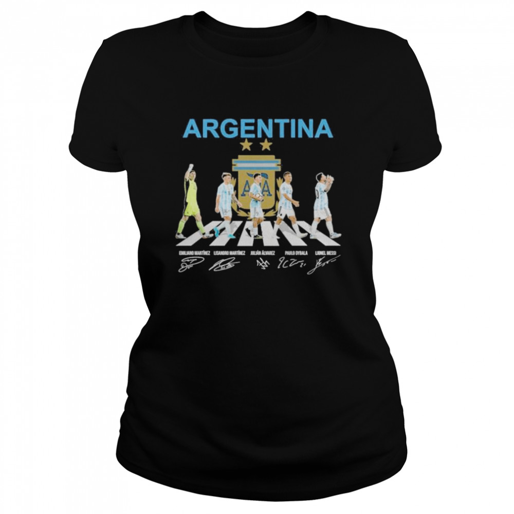 Argentina Martinez, Alvarez and Dybala and Messi abbey road world cup 2022 signatures shirt Classic Women's T-shirt