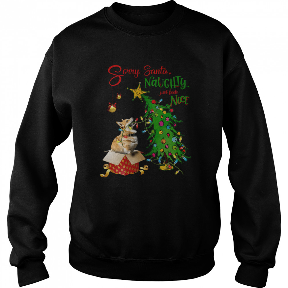 Corgi Sorry Santa Naughty Just Feels Nice Christmas Tree Light Unisex Sweatshirt