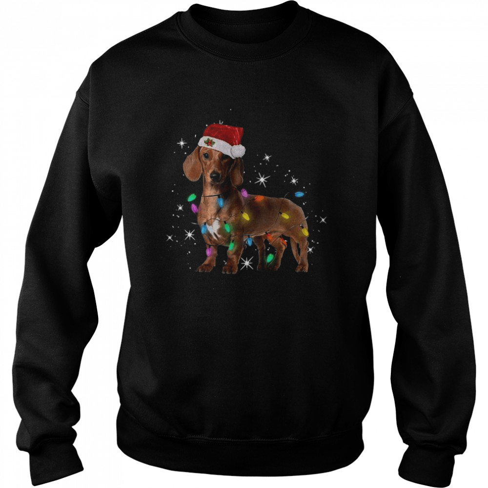 Dachshund Santa Christmas Light shirt Unisex Sweatshirt