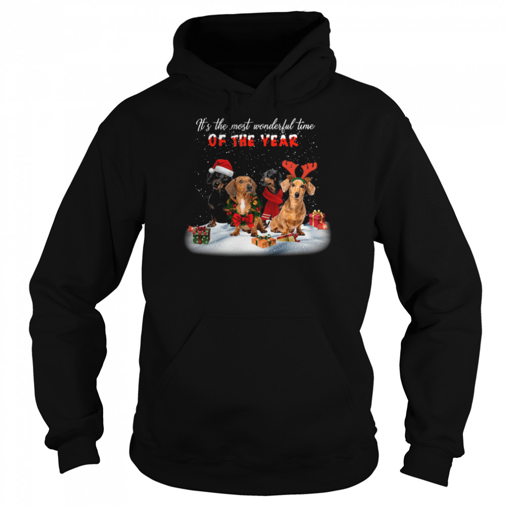 Dachshunds It’s The Most Wonderful Time Of The Year Merry Christmas Gift shirt Unisex Hoodie