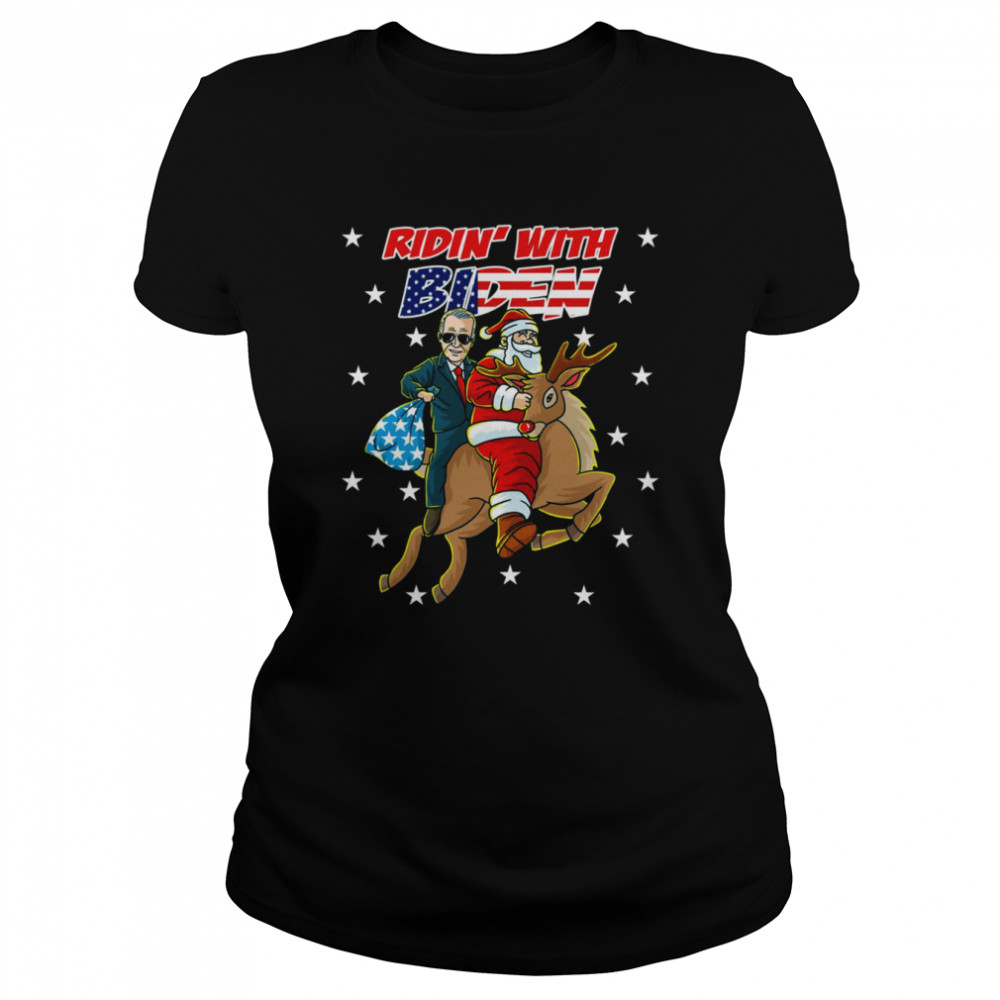 Ridin’ With Biden Christmas Joe Biden Santa Democratic Party shirt Classic Women's T-shirt