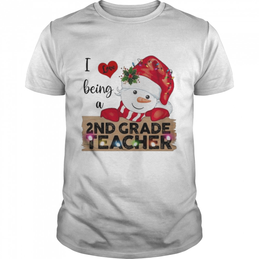 Santa Snowman I love being a 2nd Grade Teacher Merry Christmas 2022 shirt Classic Men's T-shirt