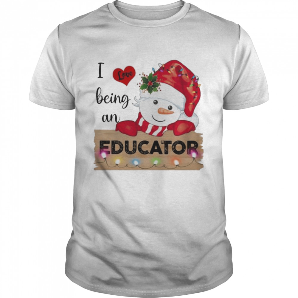 Santa Snowman I love being a Educator Merry Christmas 2022 shirt Classic Men's T-shirt