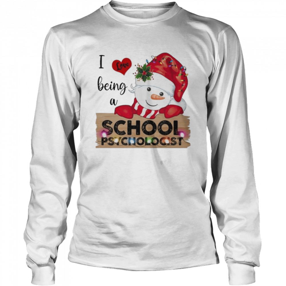 Santa Snowman I love being a School Psychologist Merry Christmas 2022 shirt Long Sleeved T-shirt