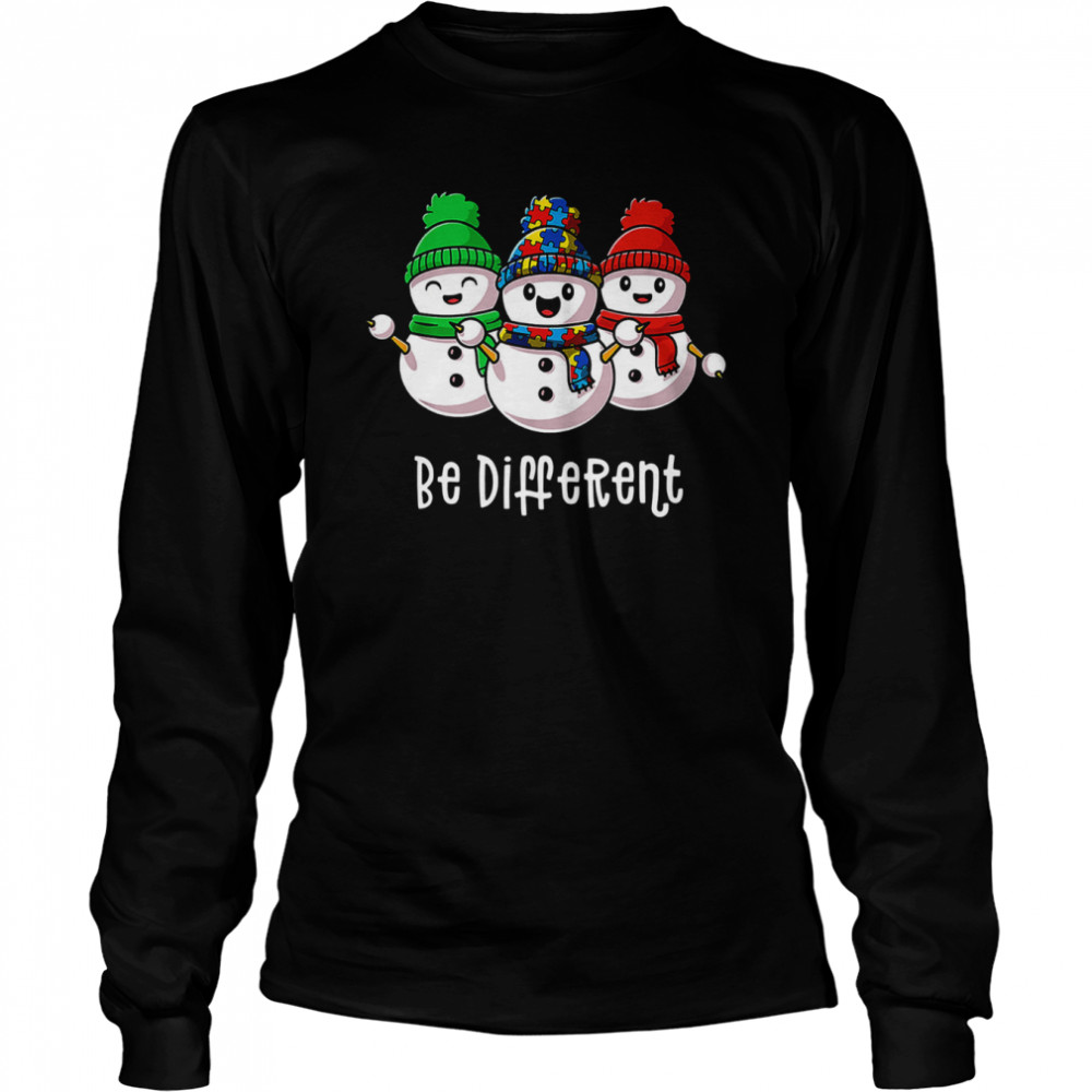 Sowmans Autism Be Different Merry Christmas shirt Long Sleeved T-shirt