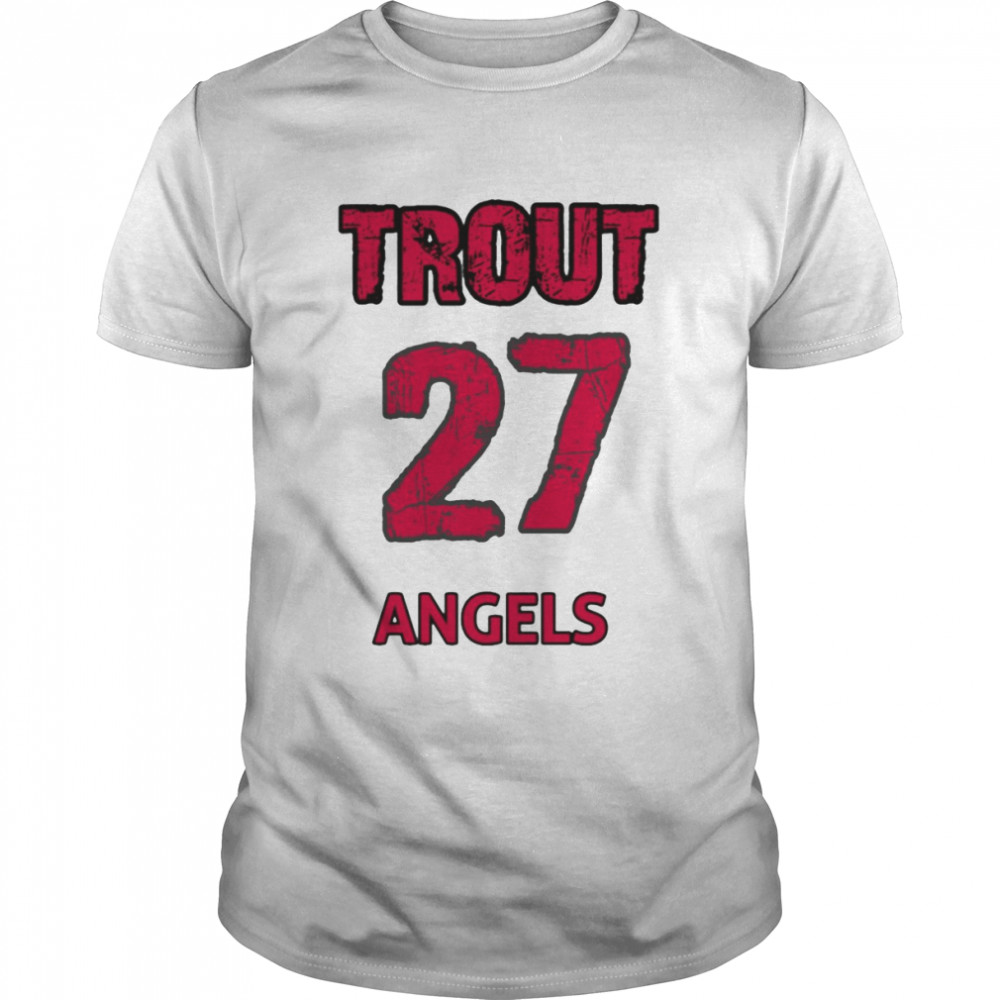 The 27 Angels Mike Trout Red Text Baseball shirt Classic Men's T-shirt