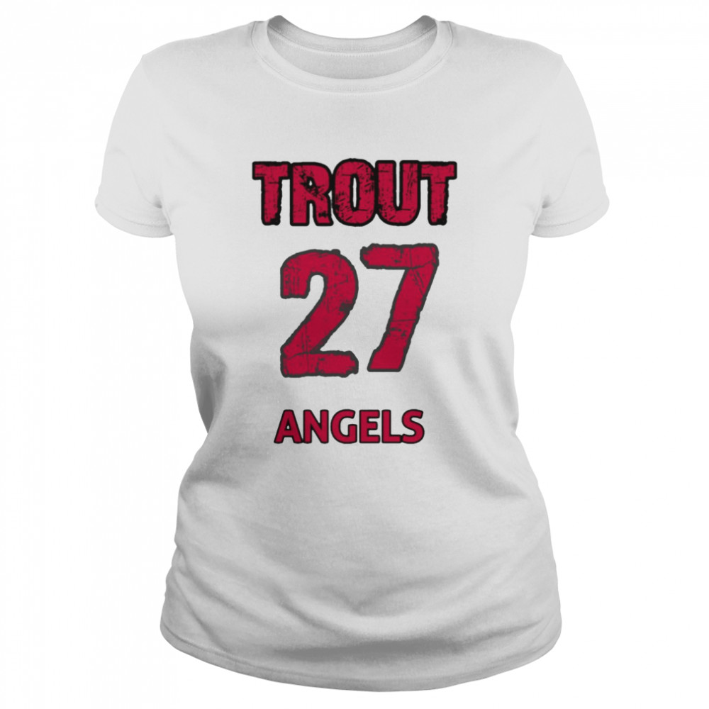 The 27 Angels Mike Trout Red Text Baseball shirt Classic Women's T-shirt